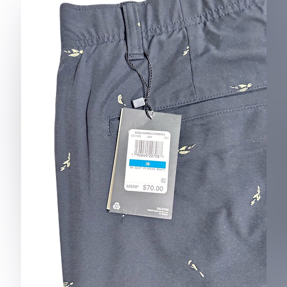 UNDER Armour Printed Golf Shorts Bird Court Black Walking 36 - Picture 7 of 7